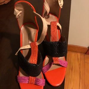 Sandals, multi color, closed back with strap